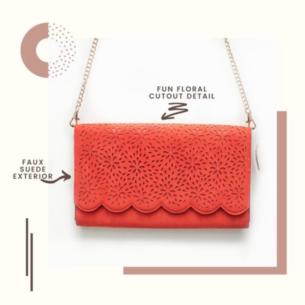 Aldo Orange Floral Cut Out Crossbody/Clutch
